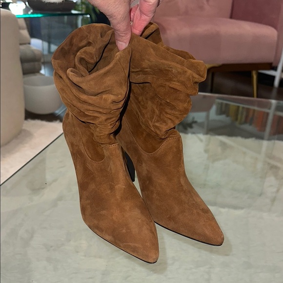 ANINE BING SCRUNCH BOOT Women's Tan Suede‎ Ankle Boots NEW WITHOUT BOX - Picture 1 of 10